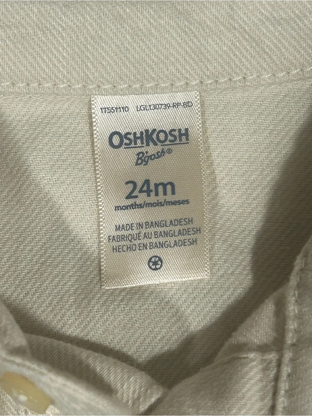 OshKosh B'gosh Cream Button-Front Dress with Waist Tie